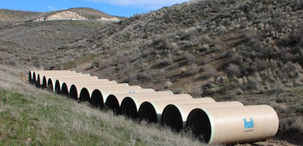 Light weight and easy to handle, the CCFRPM pipe awaits installation in a remote area.