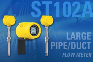 The new ST102A Air/Gas Thermal Mass Flow Meter features an advanced dual-element averaging system, improving installation repeatability and accuracy for larger diameter pipes and ducts. 