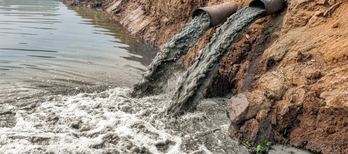 Sewage Water Empties into a River